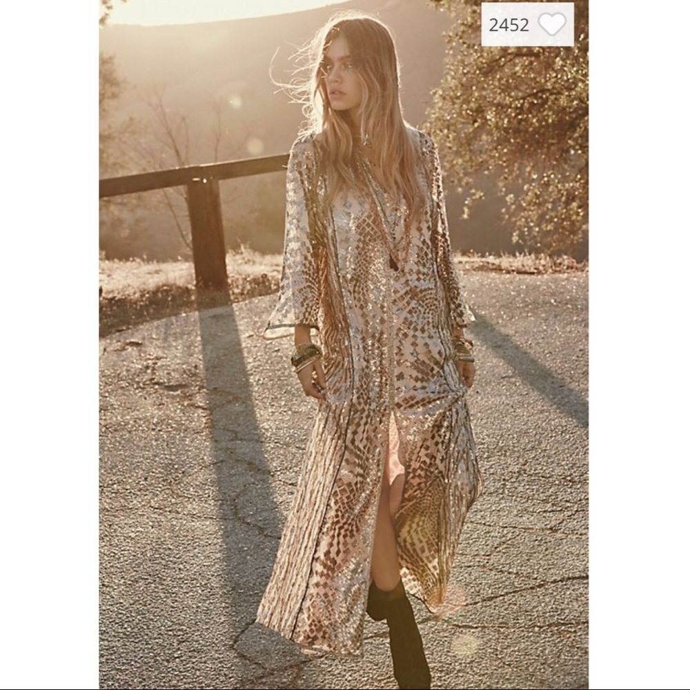 ISO Anna Sui Free People Silver Maxi dress